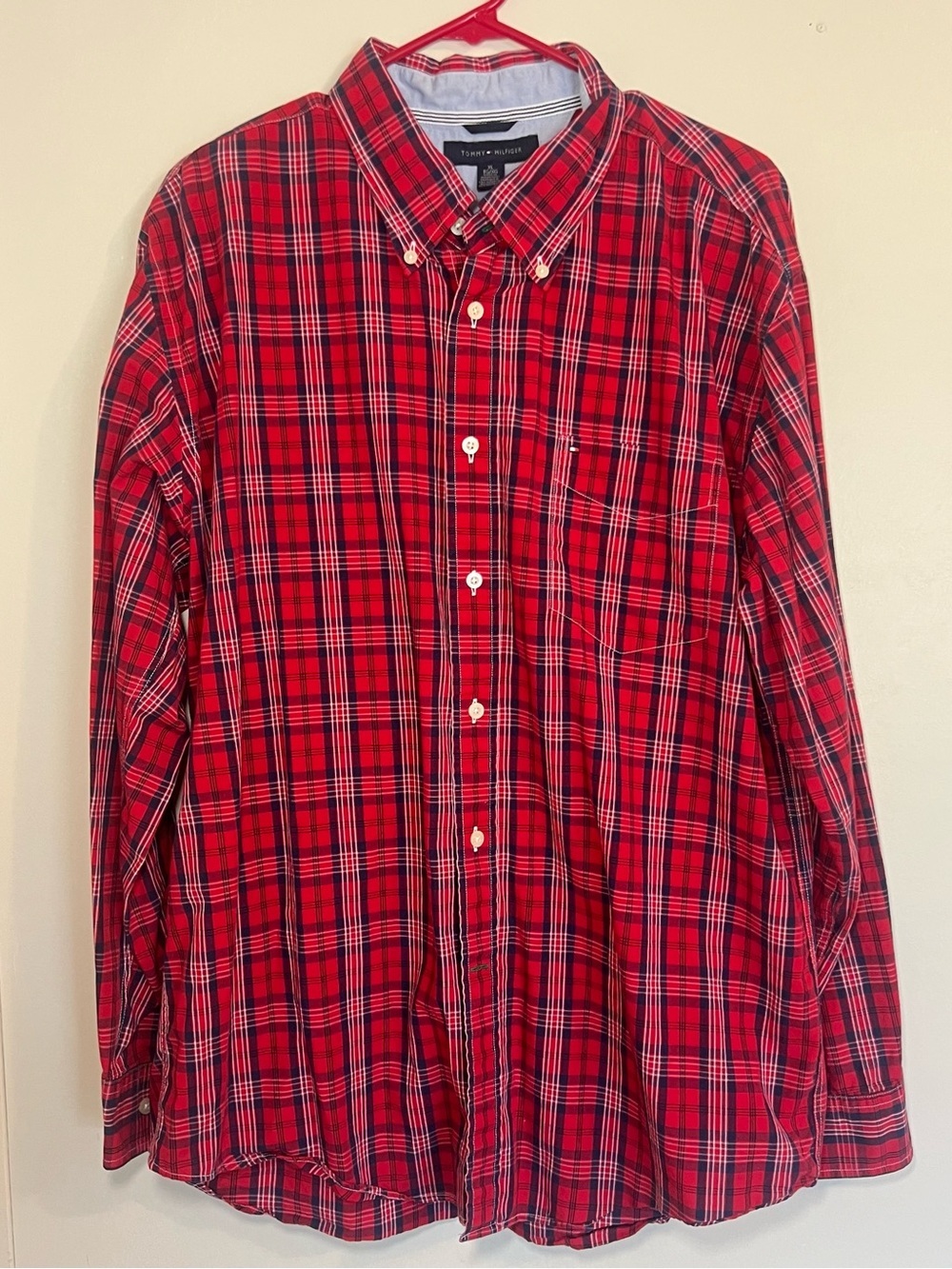 Tommy Hilfiger Red & Navy Plaid Button-Down Shirt